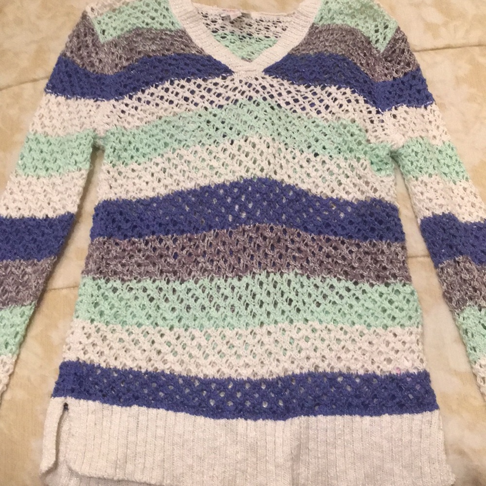 Girls knit hooded sweater from justice- blue/green